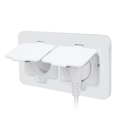 Base empotrada doble para suelo exterior, IP55, blanca, rectangular