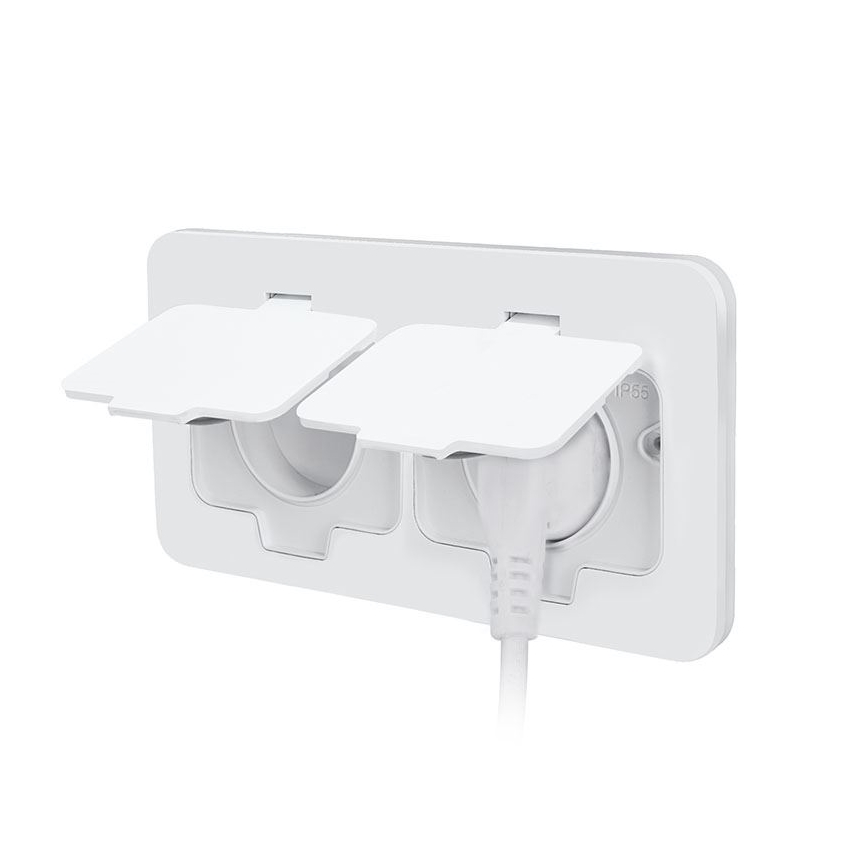 Base empotrada doble para suelo exterior, IP55, blanca, rectangular