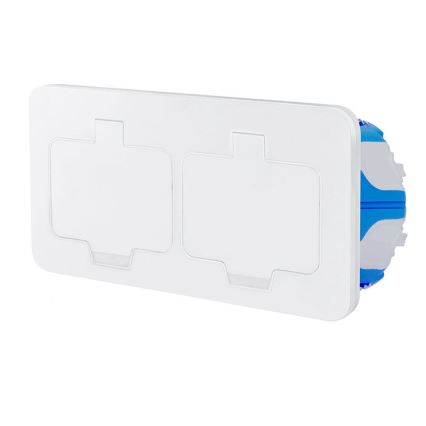 Base empotrada doble para suelo exterior, IP55, blanca, rectangular