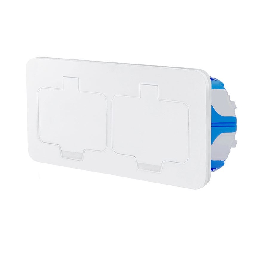 Base empotrada doble para suelo exterior, IP55, blanca, rectangular