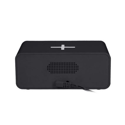 Reloj digital con cargador inalámbrico Qi 230 V / CR2032, negro