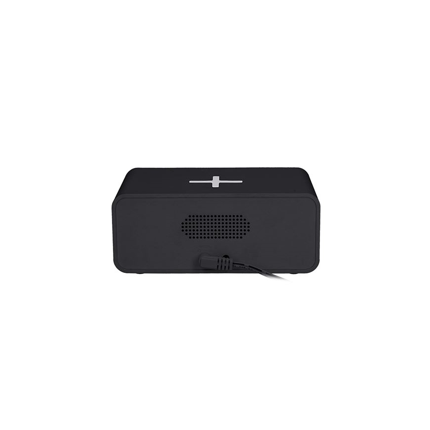 Reloj digital con cargador inalámbrico Qi 230 V / CR2032, negro