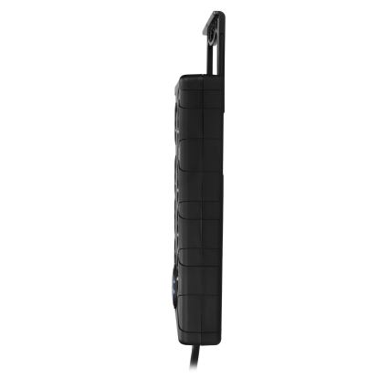 Regleta de 8 tomas Tipo E con interruptor y protección contra sobretensiones + 1x USB-A + 1x USB-C, 2 m, negra