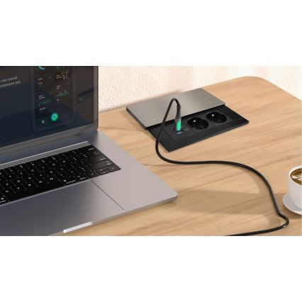 Enchufe empotrado con carga inalámbrica de 20 W, 2 tomas + USB-A + USB-C