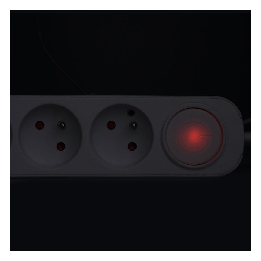 Cable de extensión de 3 m con interruptor, 5 tomas y puertos de carga USB-A y USB-C
