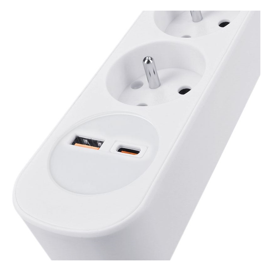 Cable de extensión de 3 m con interruptor, 5 tomas y puertos de carga USB-A y USB-C