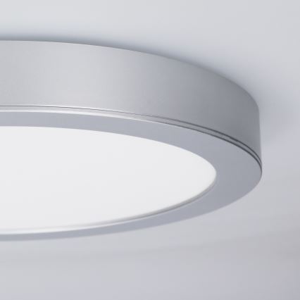 Panel LED 2 en 1 empotrable o de superficie 18W/230V 3000/4000/6000K Ø 22,5 cm IP54 plateado