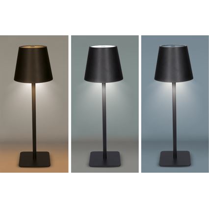 Lámpara de mesa LED táctil recargable y regulable LUCCA LED/3,7V 3000/4000/6500K 2000 mAh negra
