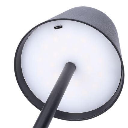 Lámpara de mesa LED táctil recargable y regulable LUCCA LED/3,7V 3000/4000/6500K 2000 mAh negra