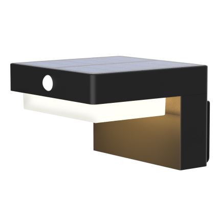 Lámpara solar de pared LED con sensor de movimiento y crepúsculo PALERMO LED/5W/3,7V 2000 mAh IP54 negra