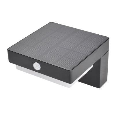 Lámpara solar de pared LED con sensor de movimiento y crepúsculo PALERMO LED/5W/3,7V 2000 mAh IP54 negra