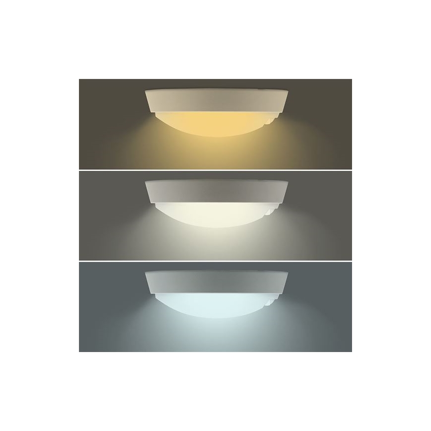 Aplique de pared LED para exterior con sensor 2 en 1, 20 W, 230 V, 3000/4000/6500 K, IP65, diámetro 22 cm