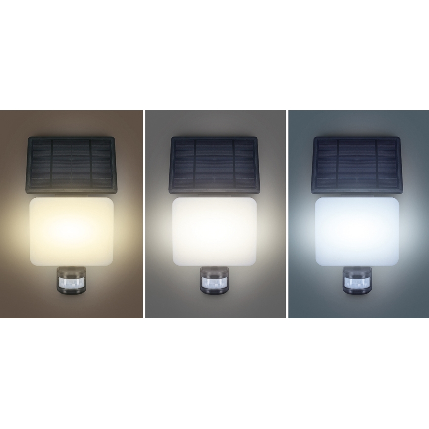 Foco solar LED con sensor de movimiento LED/11W/3,7V 4400mAh 3000K/4000K/6500K IP54