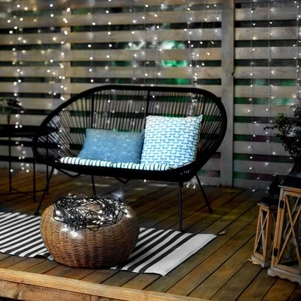 Cadena luminosa LED para exterior 100 LEDs/8 funciones IP44 13 m blanco frío