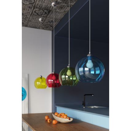 Lámpara colgante con cable BALL 1xE27/15W/230V Ø 30 cm transparente/cromo brillante