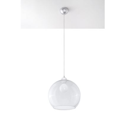 Lámpara colgante con cable BALL 1xE27/15W/230V Ø 30 cm transparente/cromo brillante