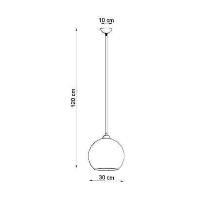 Lámpara colgante con cable BALL 1xE27/15W/230V Ø 30 cm transparente/cromo brillante