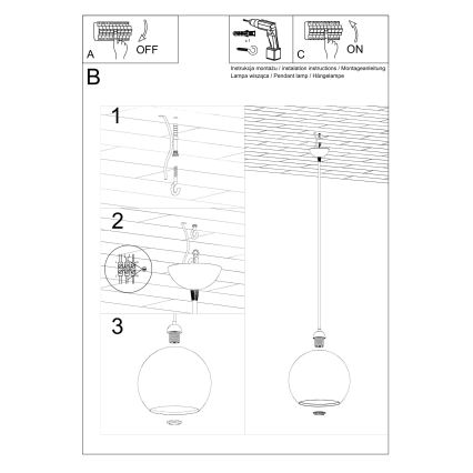 Lámpara colgante con cable BALL 1xE27/15W/230V Ø 30 cm transparente/cromo brillante