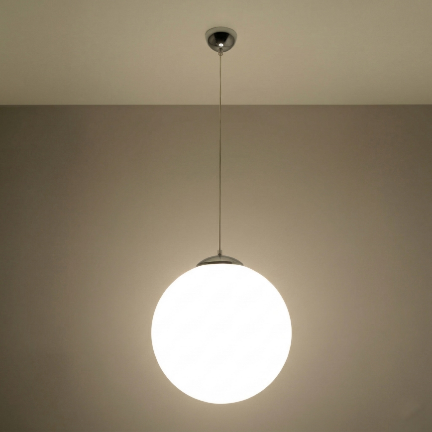 Lámpara colgante con cable UGO 1xE27/15W/230V Ø 40 cm blanco/cromo brillante
