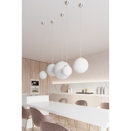 Lámpara colgante con cable UGO 1xE27/15W/230V Ø 40 cm blanco/cromo brillante