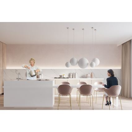 Lámpara colgante con cable UGO 1xE27/15W/230V Ø 40 cm blanco/cromo brillante