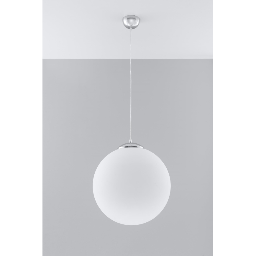 Lámpara colgante con cable UGO 1xE27/15W/230V Ø 40 cm blanco/cromo brillante