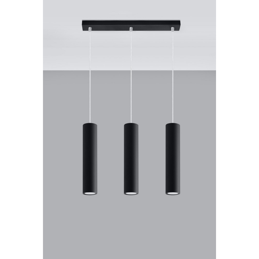 Lámpara colgante LAGOS 3 3xGU10/10W/230V negro
