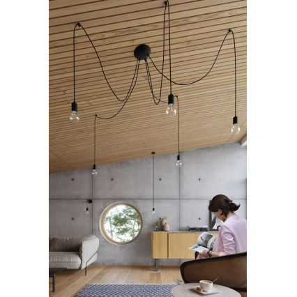 Lámpara colgante EDISON 1 1xE27/60W/230V araña negro
