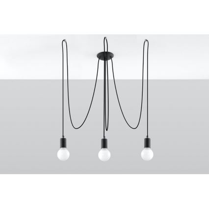 Lámpara colgante EDISON 3 3xE27/60W/230V araña negro