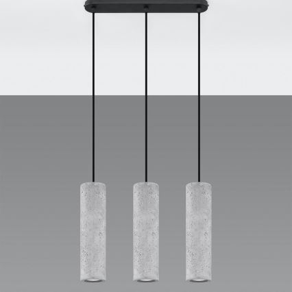 Lámpara colgante con cable LUVO 3xGU10/40W/230V hormigón/negro