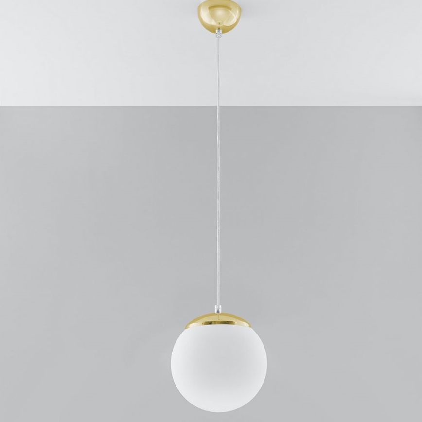 Lámpara colgante con cable TOYA 1xE27/60W/230V Ø 20 cm blanca/dorada