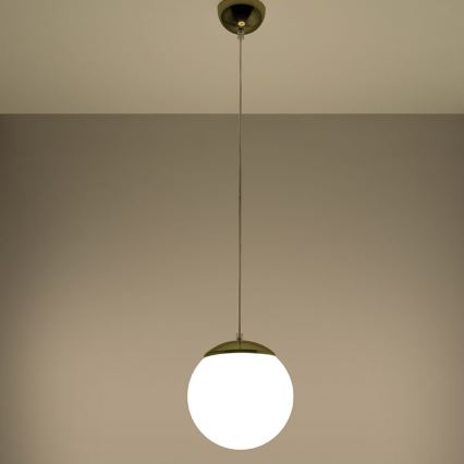Lámpara colgante con cable TOYA 1xE27/60W/230V Ø 20 cm blanca/dorada