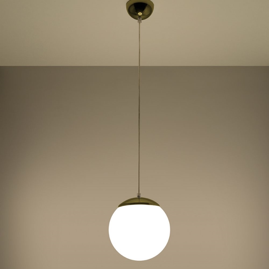 Lámpara colgante con cable TOYA 1xE27/60W/230V Ø 20 cm blanca/dorada