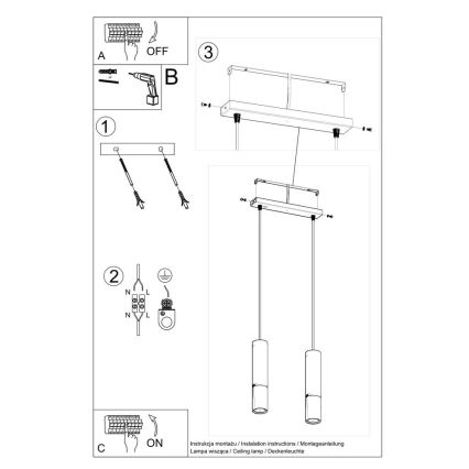 Lámpara colgante LOOPEZ 2xGU10/10W/230V negro/cromo brillante