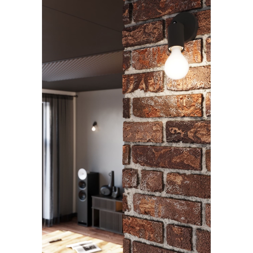 Aplique de pared con foco FORNES 1xE27/60W/230V negro