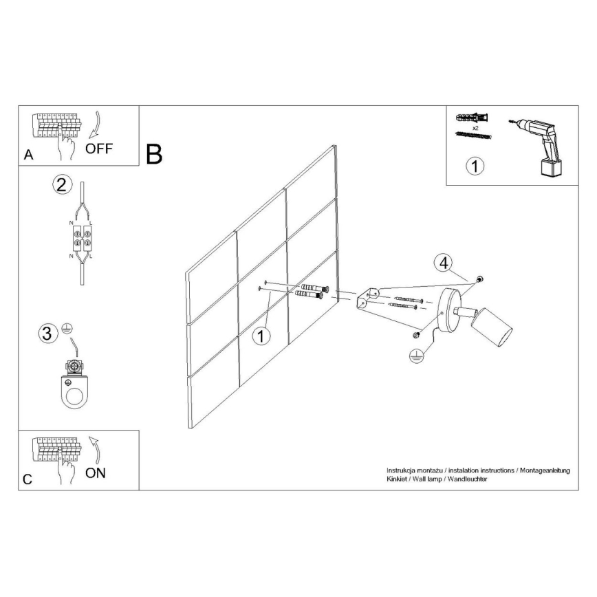 Aplique de pared con foco FORNES 1xE27/60W/230V negro