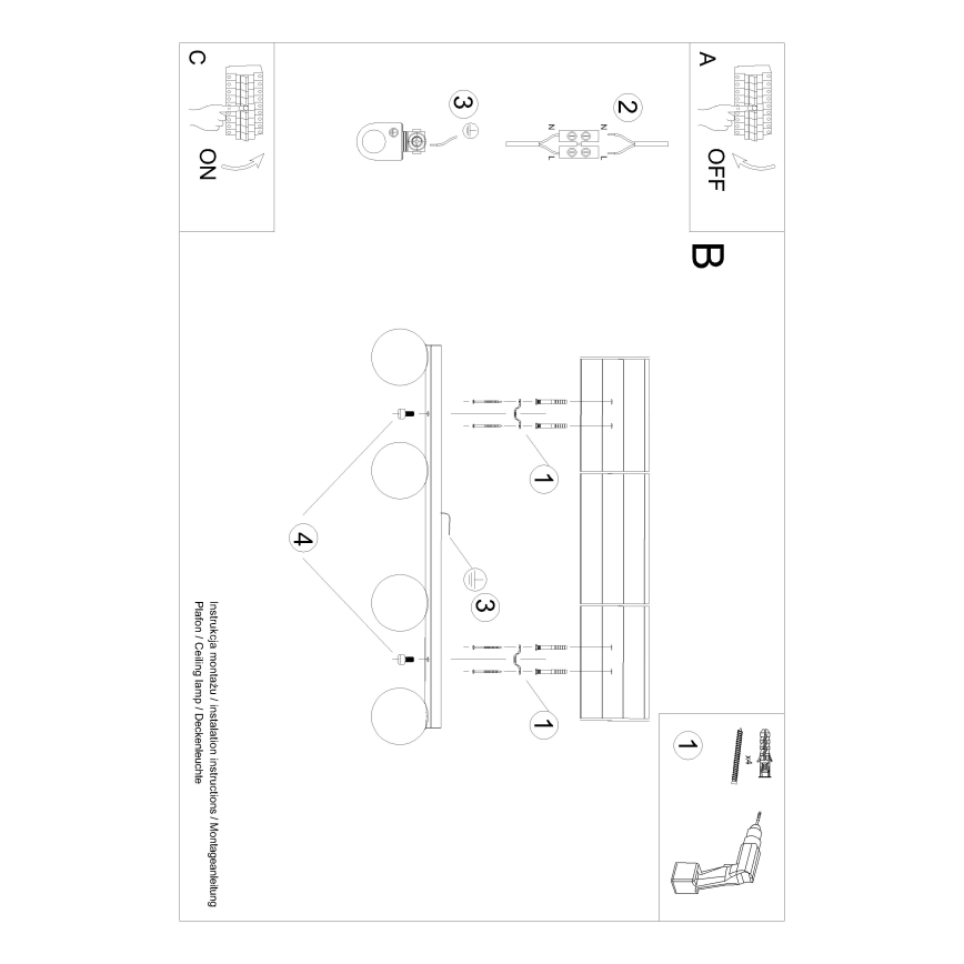Lámpara de techo YOLI 4xG9/12W/230V blanca