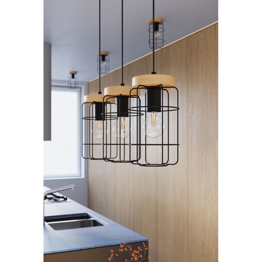 Lámpara colgante GOTTO 3xE27/15W/230V negro