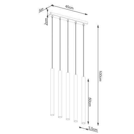Lámpara colgante PASTELO 5xG9/8W/230V concreto