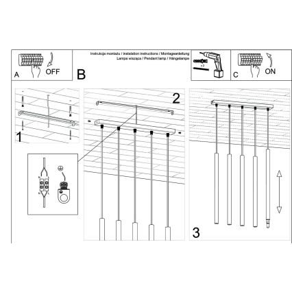 Lámpara colgante PASTELO 5xG9/8W/230V concreto