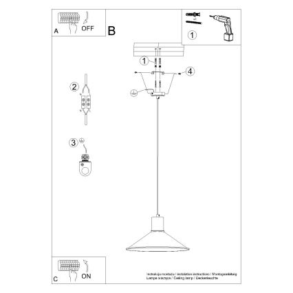 Lámpara colgante JAGA 1xE27/15W/230V diá. 30 cm negro