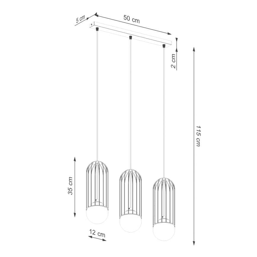 Lámpara colgante BRINA 3xG9/8W/230V negro