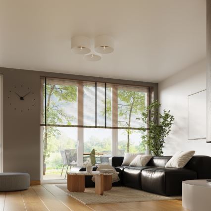 Plafón TELESTO 1xE27/15W/230V diá. 35 cm blanco/beige