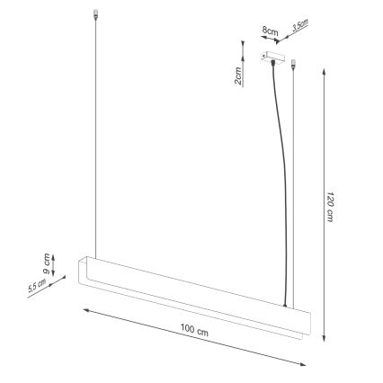 Lámpara LED colgante SPARK 1xG13/8,5W/230V dorado