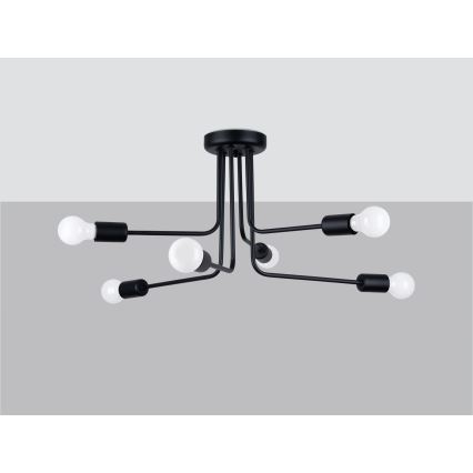 Lámpara colgante NORAH 6xE27/15W/230V negro