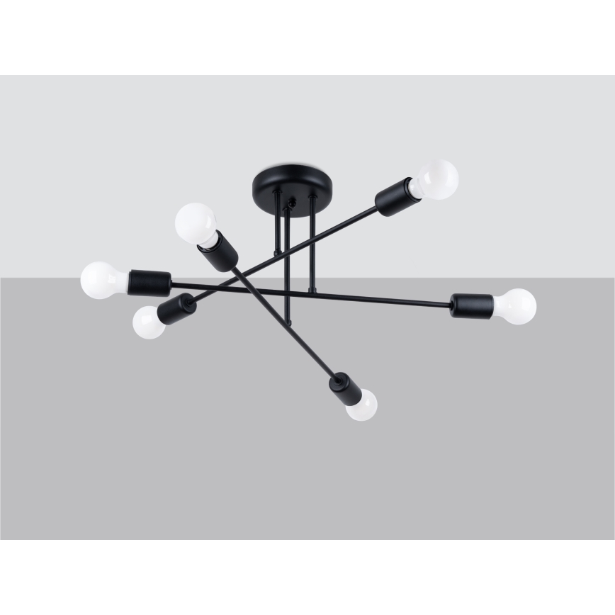 Lámpara colgante NORAH 6xE27/15W/230V negro