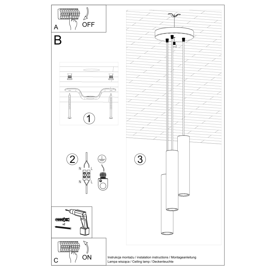 Lámpara colgante LAGOS 3xGU10/10W/230V color crema