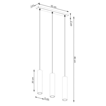 Lámpara colgante LAGOS 3xGU10/10W/230V rojo