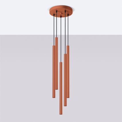 Lámpara colgante PASTELO 5xG9/8W/230V rojo