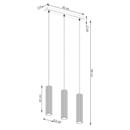 Lámpara colgante KARBON 3xGU10/10W/230V negro